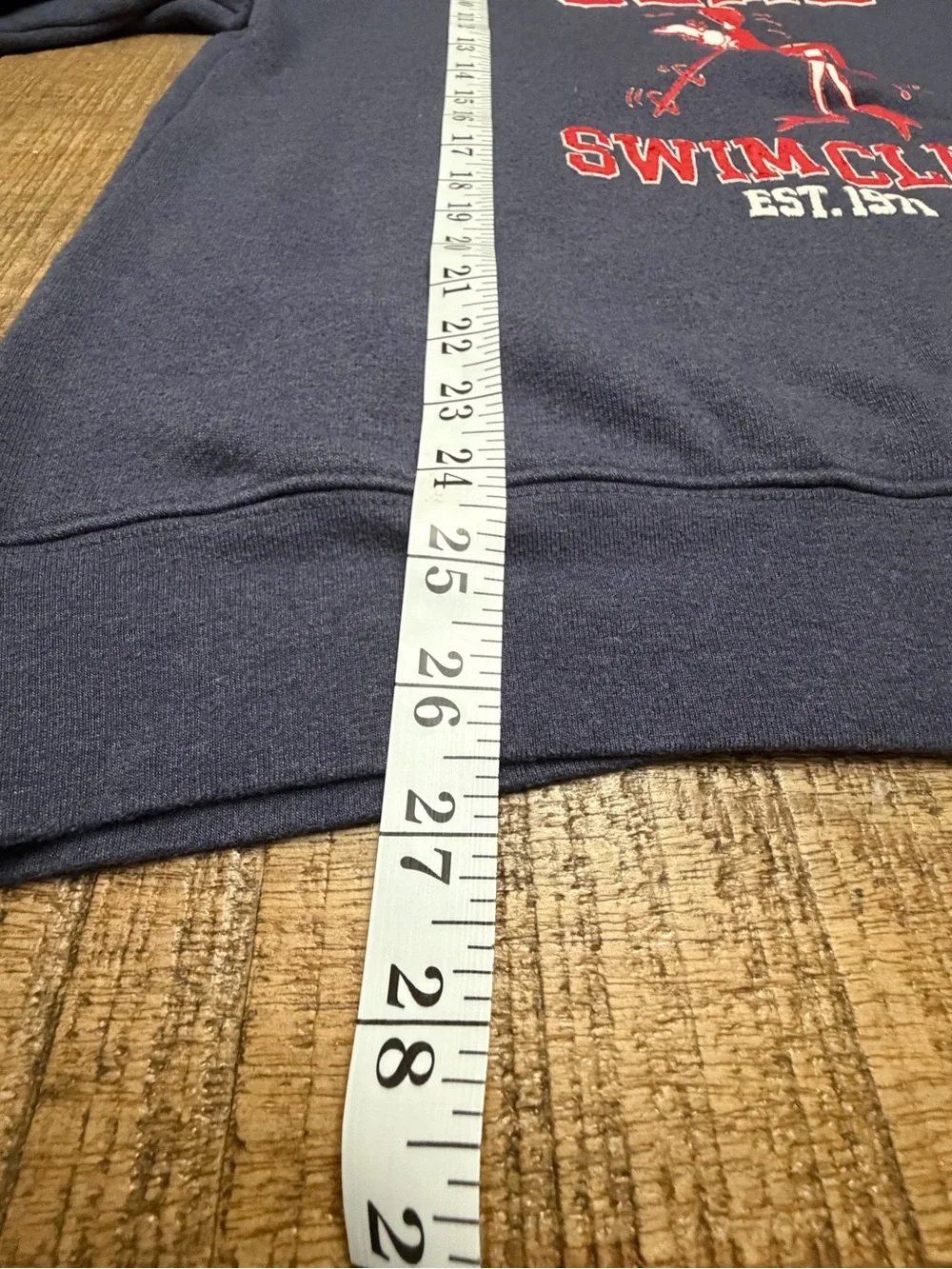 Bella Canvas Men's Navy Crewneck SEMS Swim Club Sweatshirt with Red Graphic